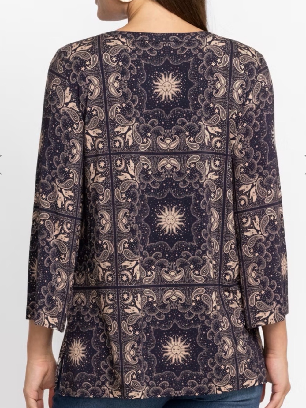 Johnny Was Runa Button Front Henley Tee - Picture 9 of 10